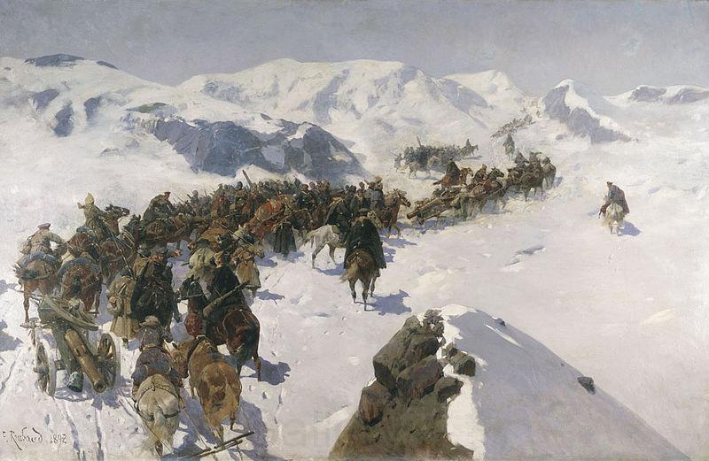 Franz Roubaud Count Argutinsky crossing the Caucasian range Norge oil painting art